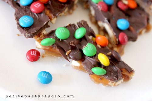Salted Pretzel Toffee with M&M