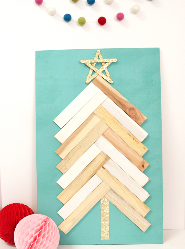 Wood Shim Holiday Christmas Tree Art by petite party studio