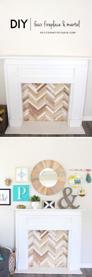 DIY Faux Fireplace & Mantel | Rebecca Propes Design & DIY