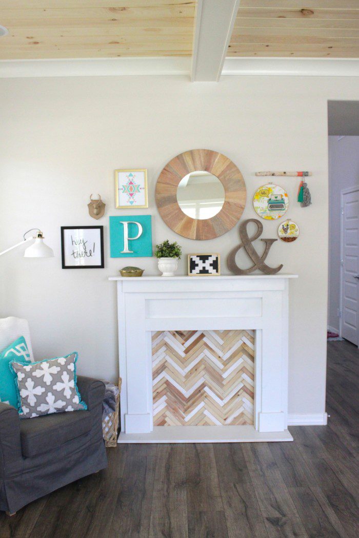 DIY Faux Fireplace and Mantel Decor