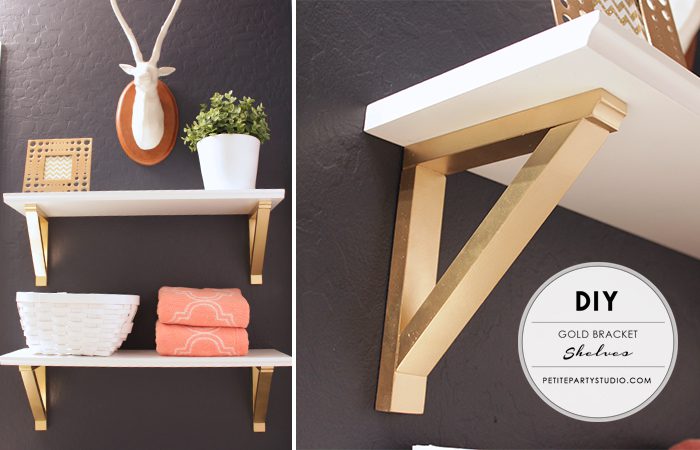 DIY Shelves with Gold Brackets