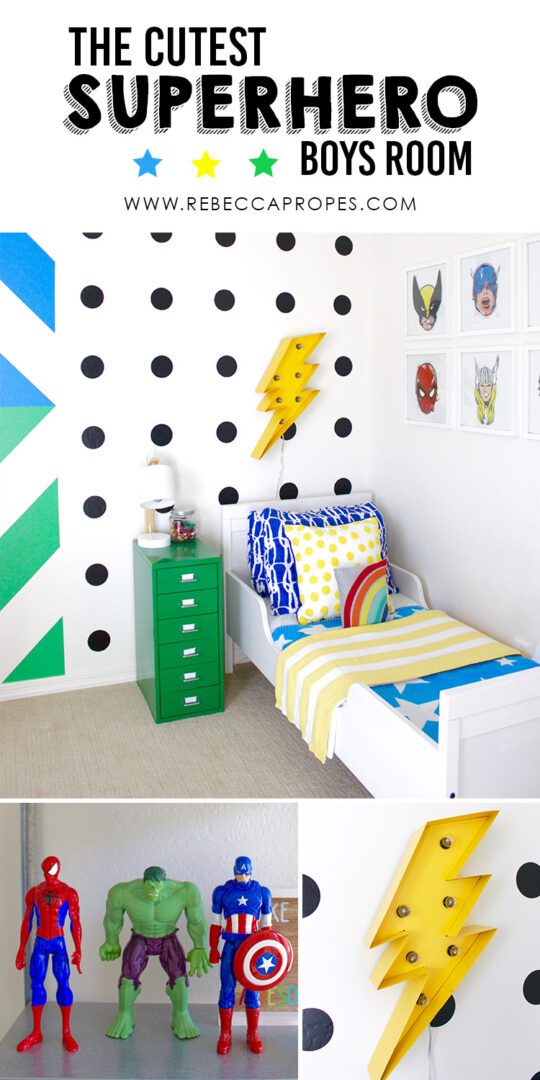 DIY Colorful Modern Boys Superhero Room | Rebecca Propes Design & DIY